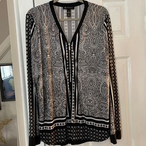 INC (Macys) Tunic XL Black /White Print Zip